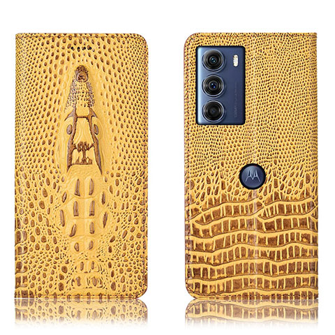 Custodia Portafoglio In Pelle Cover con Supporto H03P per Motorola Moto Edge S30 5G Giallo