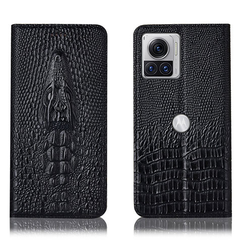 Custodia Portafoglio In Pelle Cover con Supporto H03P per Motorola Moto Edge X30 Pro 5G Nero