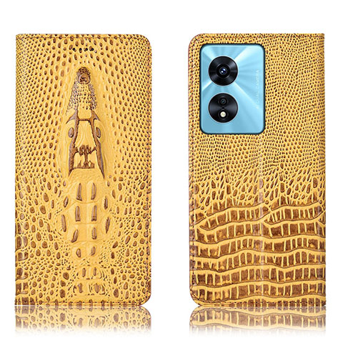 Custodia Portafoglio In Pelle Cover con Supporto H03P per Oppo A1 Pro 5G Giallo