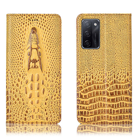 Custodia Portafoglio In Pelle Cover con Supporto H03P per Oppo A55S 5G Giallo