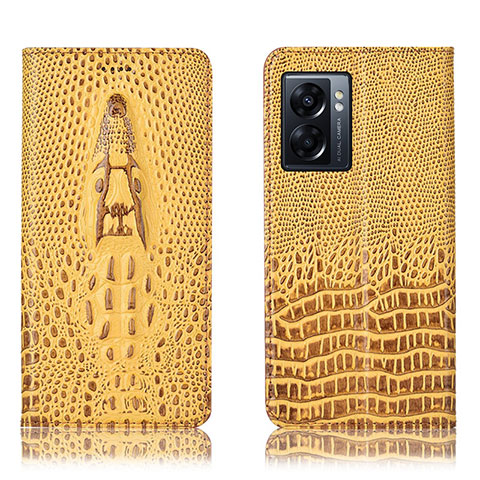 Custodia Portafoglio In Pelle Cover con Supporto H03P per Oppo A56S 5G Giallo