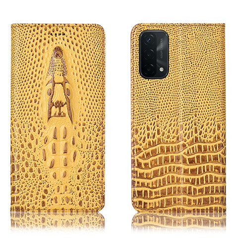 Custodia Portafoglio In Pelle Cover con Supporto H03P per Oppo A93 5G Giallo