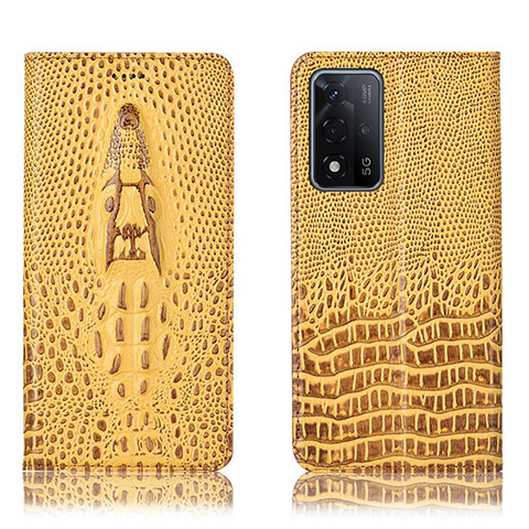 Custodia Portafoglio In Pelle Cover con Supporto H03P per Oppo A93s 5G Giallo