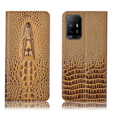 Custodia Portafoglio In Pelle Cover con Supporto H03P per Oppo A95 5G Marrone