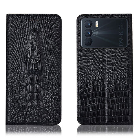 Custodia Portafoglio In Pelle Cover con Supporto H03P per Oppo K9 Pro 5G Nero