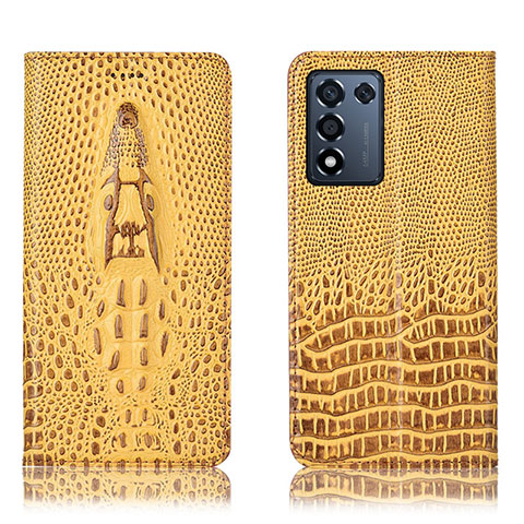 Custodia Portafoglio In Pelle Cover con Supporto H03P per Oppo K9S 5G Giallo