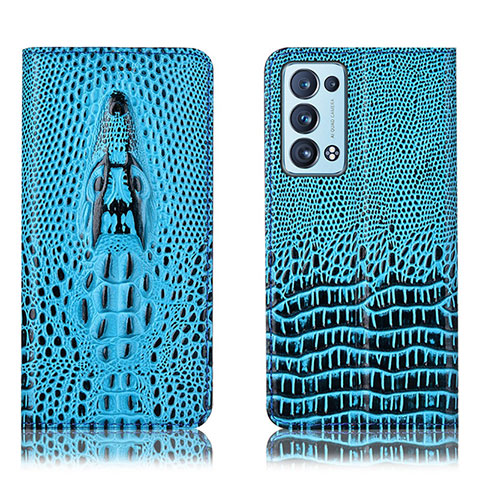 Custodia Portafoglio In Pelle Cover con Supporto H03P per Oppo Reno6 Pro 5G Cielo Blu