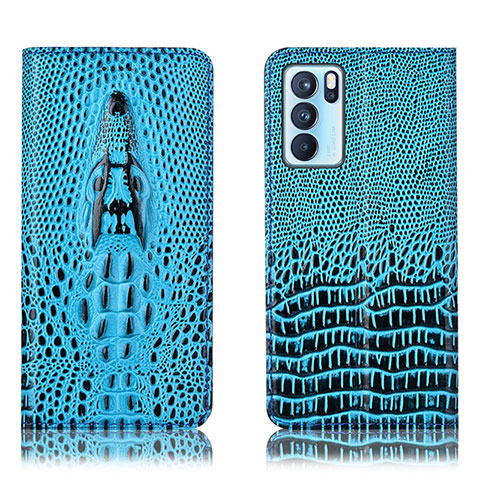 Custodia Portafoglio In Pelle Cover con Supporto H03P per Oppo Reno6 Pro 5G India Cielo Blu