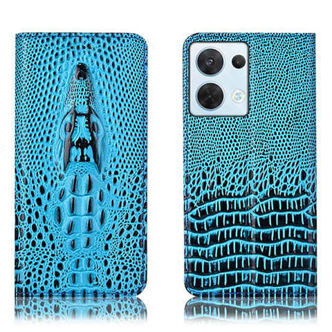 Custodia Portafoglio In Pelle Cover con Supporto H03P per Oppo Reno9 Pro 5G Cielo Blu