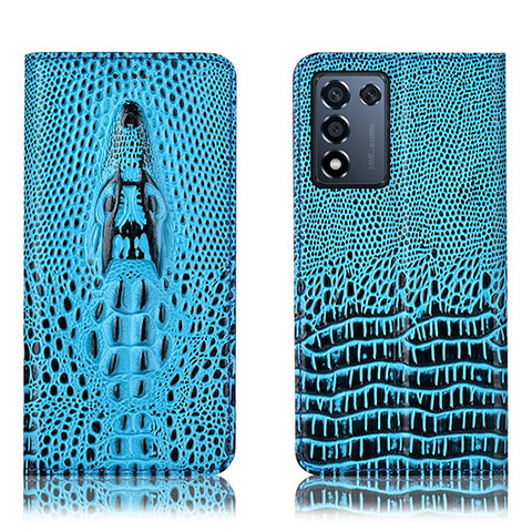 Custodia Portafoglio In Pelle Cover con Supporto H03P per Realme 9 SE 5G Cielo Blu