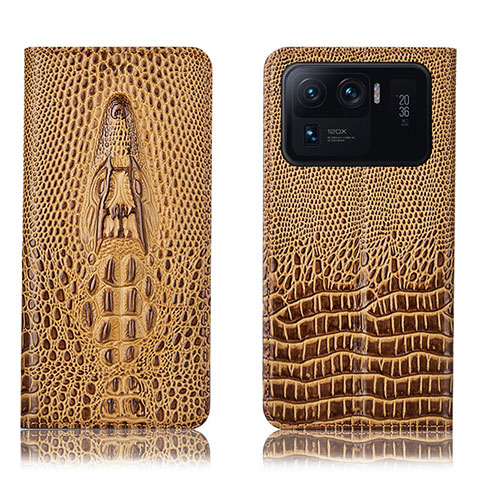 Custodia Portafoglio In Pelle Cover con Supporto H03P per Xiaomi Mi 11 Ultra 5G Marrone