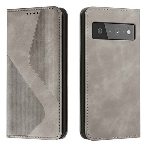 Custodia Portafoglio In Pelle Cover con Supporto H03X per Google Pixel 6 5G Grigio