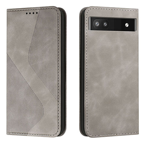 Custodia Portafoglio In Pelle Cover con Supporto H03X per Google Pixel 6a 5G Grigio