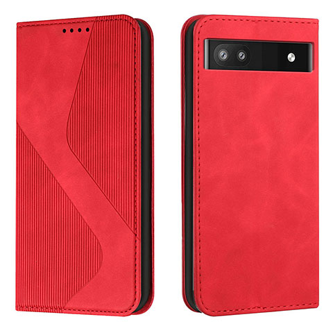 Custodia Portafoglio In Pelle Cover con Supporto H03X per Google Pixel 6a 5G Rosso