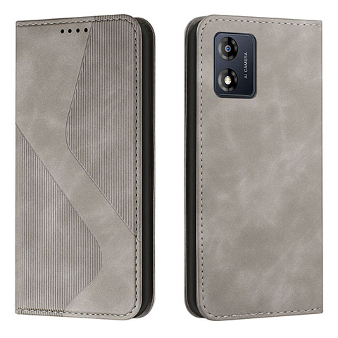 Custodia Portafoglio In Pelle Cover con Supporto H03X per Motorola Moto E13 Grigio