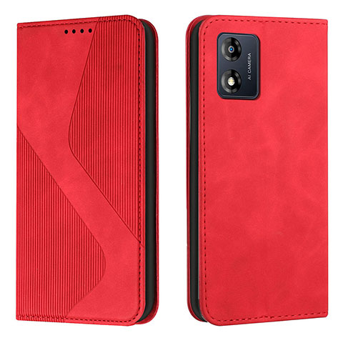 Custodia Portafoglio In Pelle Cover con Supporto H03X per Motorola Moto E13 Rosso