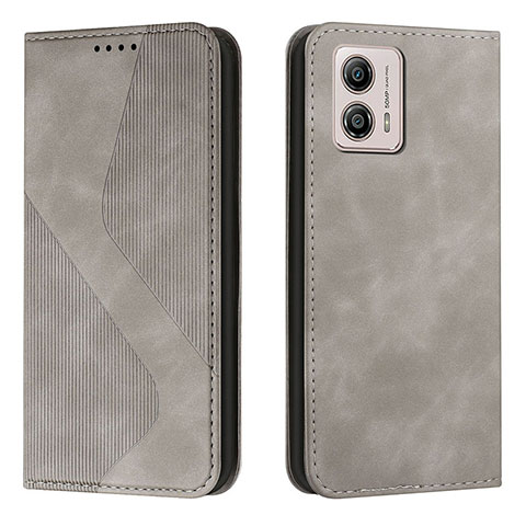 Custodia Portafoglio In Pelle Cover con Supporto H03X per Motorola Moto G53 5G Grigio