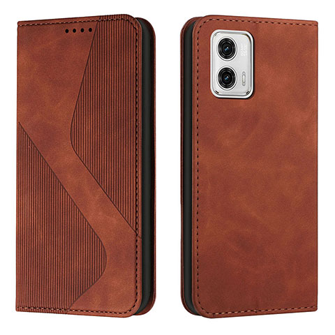 Custodia Portafoglio In Pelle Cover con Supporto H03X per Motorola Moto G73 5G Marrone