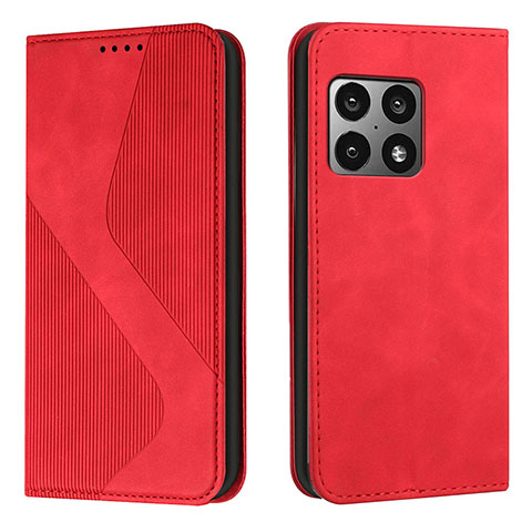 Custodia Portafoglio In Pelle Cover con Supporto H03X per OnePlus 10 Pro 5G Rosso