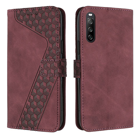 Custodia Portafoglio In Pelle Cover con Supporto H03X per Sony Xperia 10 V Marrone