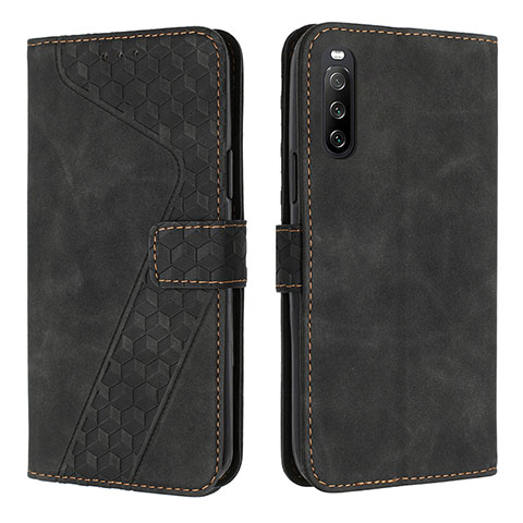 Custodia Portafoglio In Pelle Cover con Supporto H03X per Sony Xperia 10 V Nero