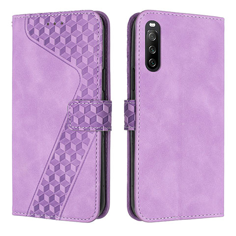 Custodia Portafoglio In Pelle Cover con Supporto H03X per Sony Xperia 10 V Viola