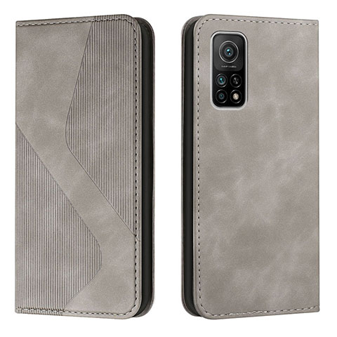 Custodia Portafoglio In Pelle Cover con Supporto H03X per Xiaomi Mi 10T Pro 5G Grigio