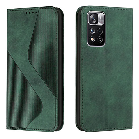 Custodia Portafoglio In Pelle Cover con Supporto H03X per Xiaomi Mi 11i 5G (2022) Verde