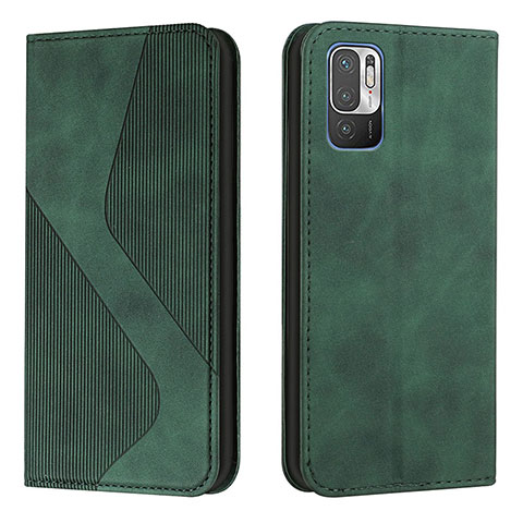 Custodia Portafoglio In Pelle Cover con Supporto H03X per Xiaomi POCO M3 Pro 5G Verde