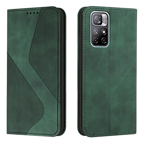 Custodia Portafoglio In Pelle Cover con Supporto H03X per Xiaomi Poco M4 Pro 5G Verde