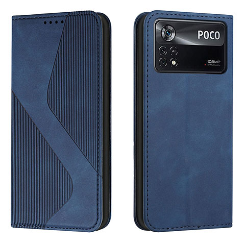Custodia Portafoglio In Pelle Cover con Supporto H03X per Xiaomi Poco X4 Pro 5G Blu