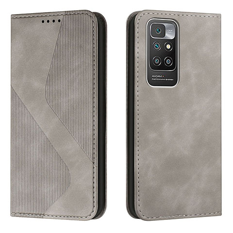 Custodia Portafoglio In Pelle Cover con Supporto H03X per Xiaomi Redmi 10 (2022) Grigio