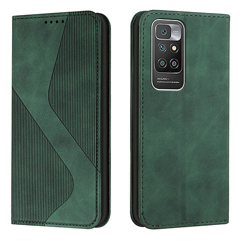 Custodia Portafoglio In Pelle Cover con Supporto H03X per Xiaomi Redmi 10 4G Verde