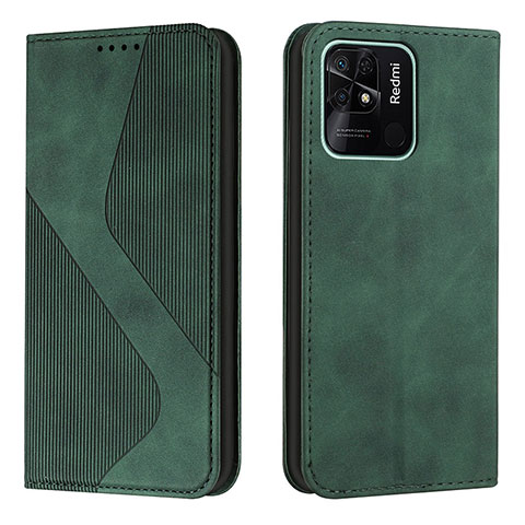 Custodia Portafoglio In Pelle Cover con Supporto H03X per Xiaomi Redmi 10 India Verde