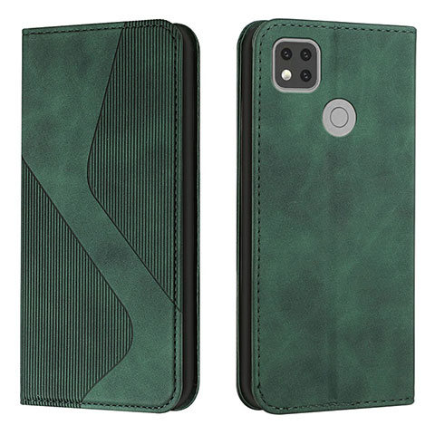 Custodia Portafoglio In Pelle Cover con Supporto H03X per Xiaomi Redmi 9 India Verde