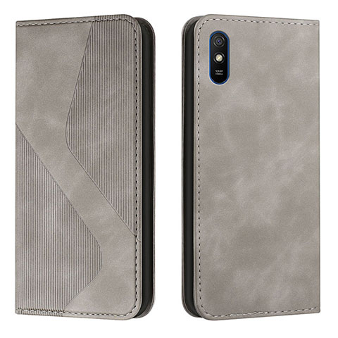 Custodia Portafoglio In Pelle Cover con Supporto H03X per Xiaomi Redmi 9A Grigio