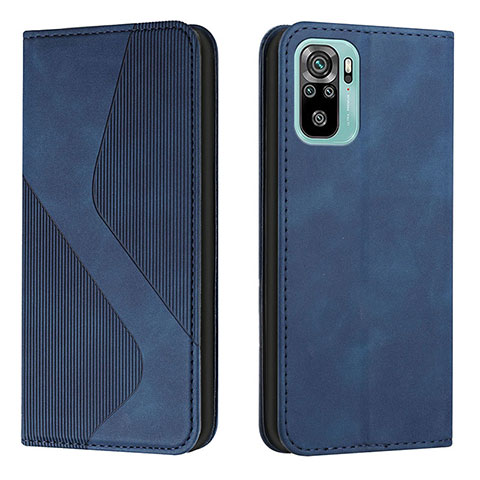 Custodia Portafoglio In Pelle Cover con Supporto H03X per Xiaomi Redmi Note 10 4G Blu