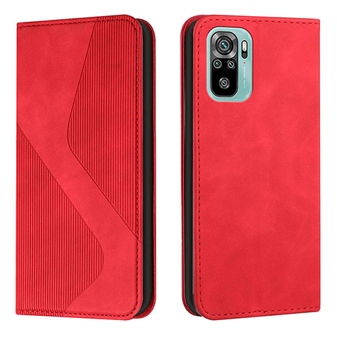 Custodia Portafoglio In Pelle Cover con Supporto H03X per Xiaomi Redmi Note 10 4G Rosso