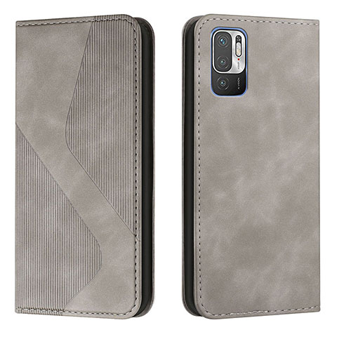 Custodia Portafoglio In Pelle Cover con Supporto H03X per Xiaomi Redmi Note 10 5G Grigio