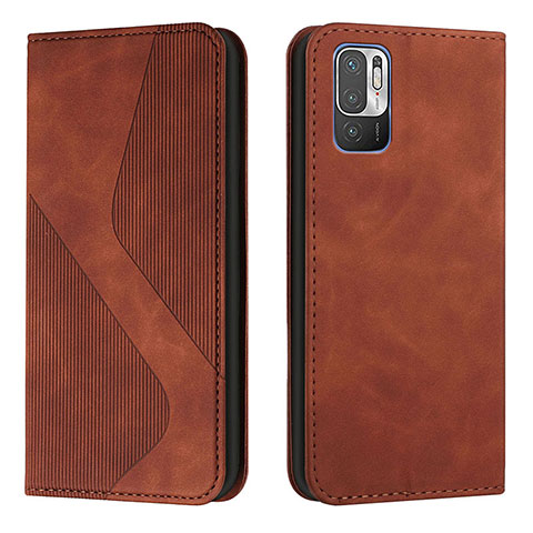 Custodia Portafoglio In Pelle Cover con Supporto H03X per Xiaomi Redmi Note 10 5G Marrone