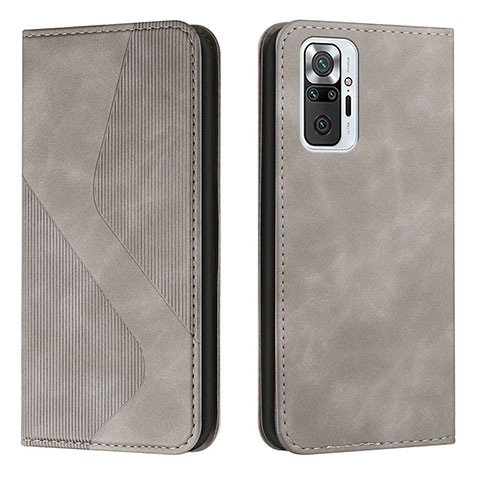 Custodia Portafoglio In Pelle Cover con Supporto H03X per Xiaomi Redmi Note 10 Pro 4G Grigio