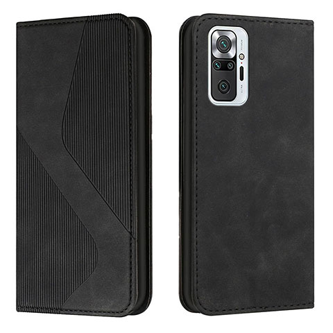 Custodia Portafoglio In Pelle Cover con Supporto H03X per Xiaomi Redmi Note 10 Pro 4G Nero