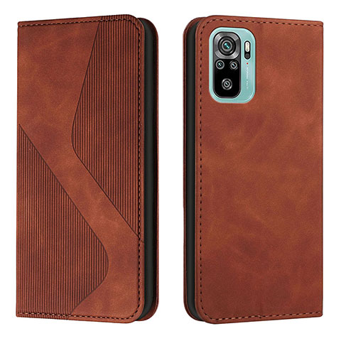 Custodia Portafoglio In Pelle Cover con Supporto H03X per Xiaomi Redmi Note 10S 4G Marrone