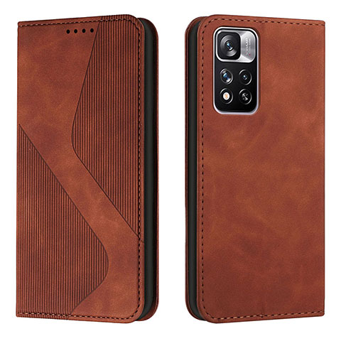 Custodia Portafoglio In Pelle Cover con Supporto H03X per Xiaomi Redmi Note 11 Pro+ Plus 5G Marrone