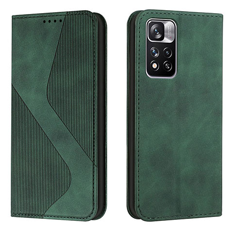 Custodia Portafoglio In Pelle Cover con Supporto H03X per Xiaomi Redmi Note 11 Pro+ Plus 5G Verde