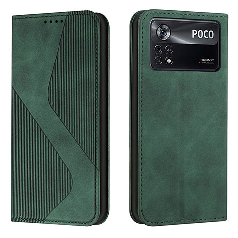 Custodia Portafoglio In Pelle Cover con Supporto H03X per Xiaomi Redmi Note 11E Pro 5G Verde