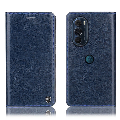 Custodia Portafoglio In Pelle Cover con Supporto H04P per Motorola Moto Edge 30 Pro 5G Blu