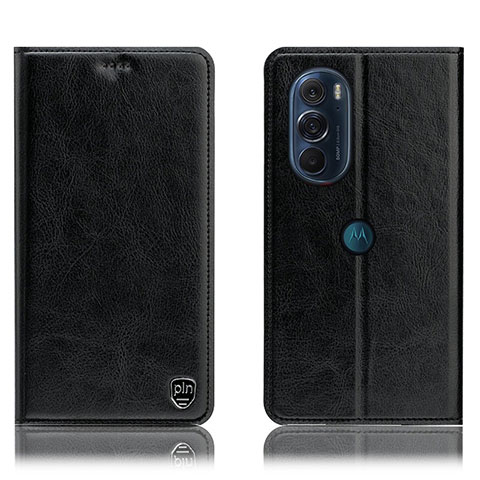 Custodia Portafoglio In Pelle Cover con Supporto H04P per Motorola Moto Edge 30 Pro 5G Nero