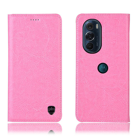 Custodia Portafoglio In Pelle Cover con Supporto H04P per Motorola Moto Edge X30 5G Rosa