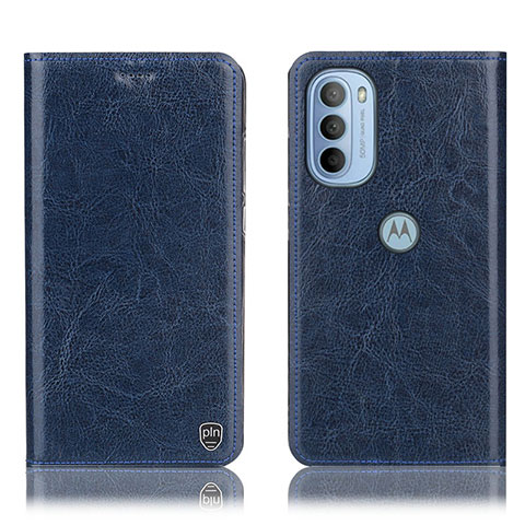 Custodia Portafoglio In Pelle Cover con Supporto H04P per Motorola Moto G31 Blu